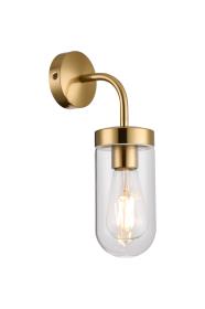 D1006BR  Mills Wall Lamp 1 x E27 IP44 Brass/Clear Glass